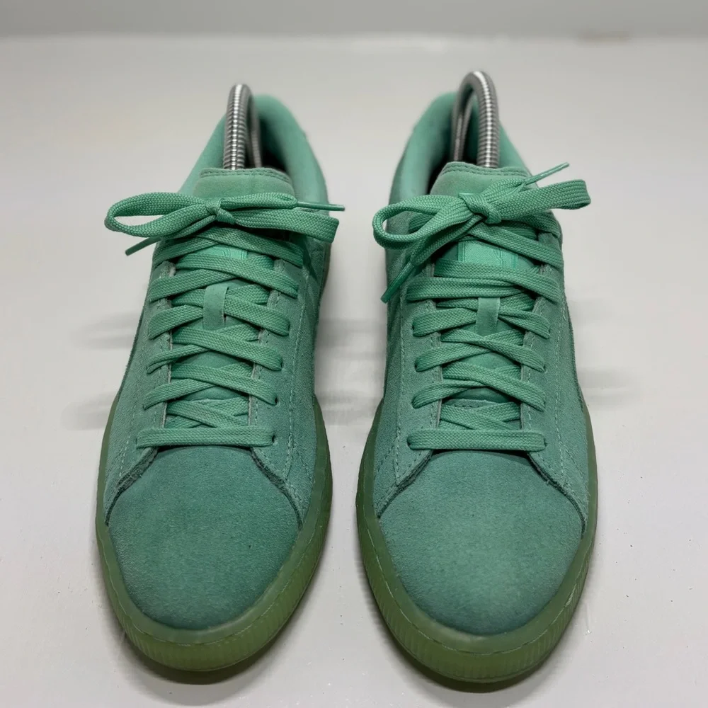 Puma Suede Classic Mint Green Iced Sole Sneakers Size US 6.5C Translucent Sole - Picture 4 of 13